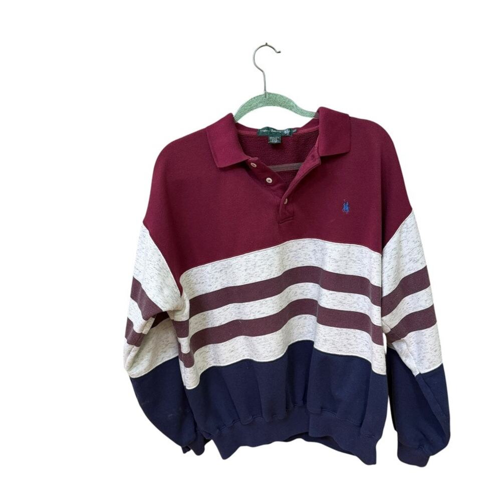 Knights of Round Table Sweatshirt Mens Size 2XL Big Polo Collar Colorblock Retro